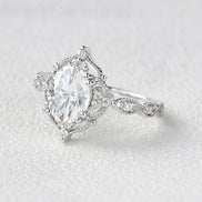 Oval Cut  Moissanite Vintage Engagement Ring
