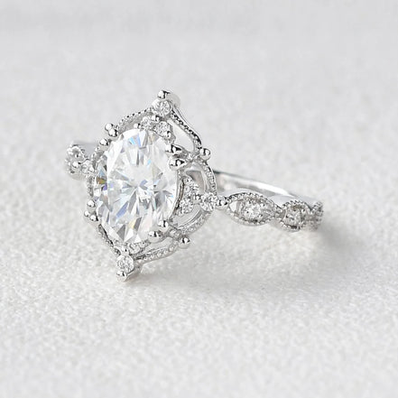 Oval Cut  Moissanite Vintage Engagement Ring