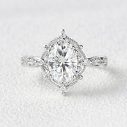 Oval Cut  Moissanite Vintage Engagement Ring