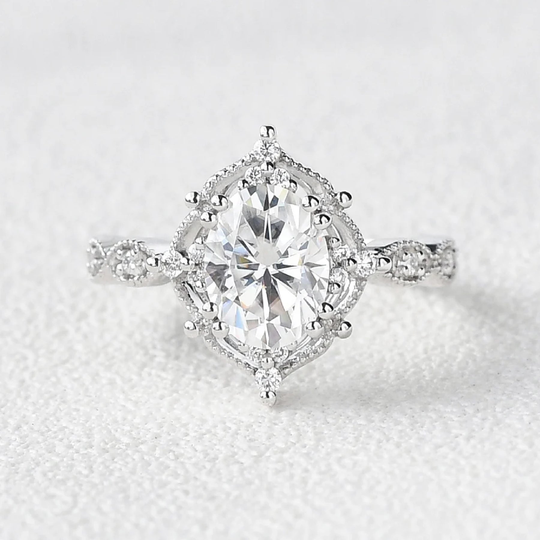 Oval Cut  Moissanite Vintage Engagement Ring