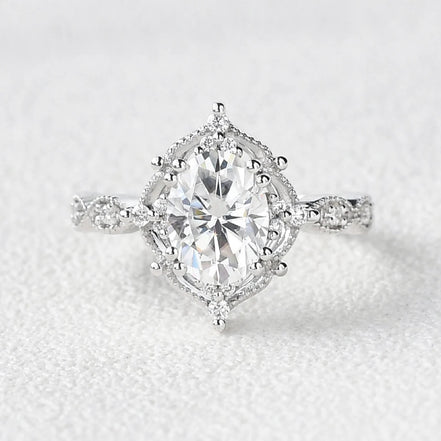 Oval Cut  Moissanite Vintage Engagement Ring