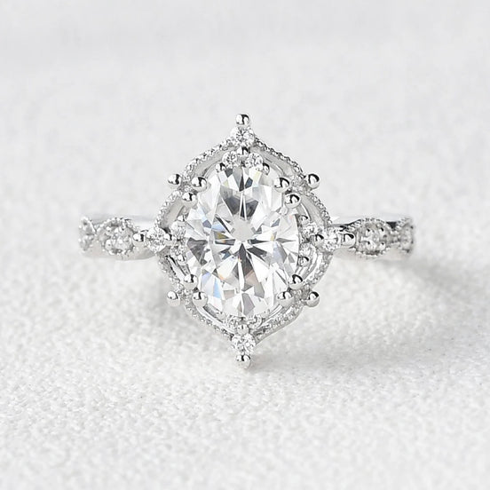 Oval Cut  Moissanite Vintage Engagement Ring