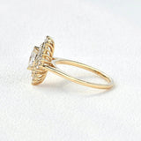 Oval Cut Moissanite Floral Halo Engagement Ring