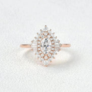 Oval Cut Moissanite Floral Halo Engagement Ring