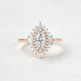 Oval Cut Moissanite Floral Halo Engagement Ring