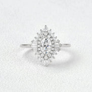 Oval Cut Moissanite Floral Halo Engagement Ring