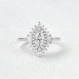 Oval Cut Moissanite Floral Halo Engagement Ring