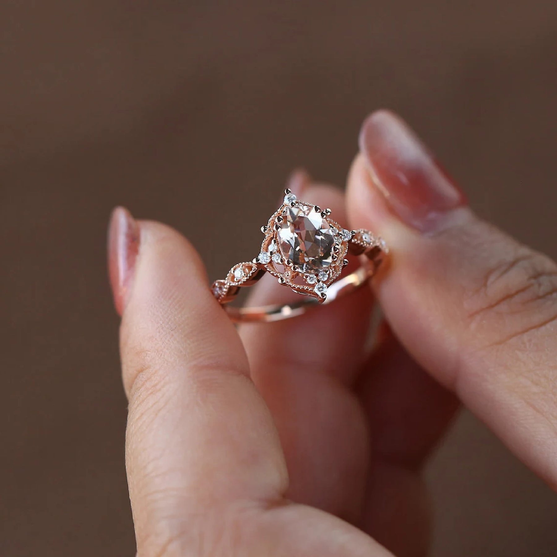 Oval Cut  Moissanite Vintage Engagement Ring