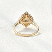 Oval Cut Moissanite Floral Halo Engagement Ring