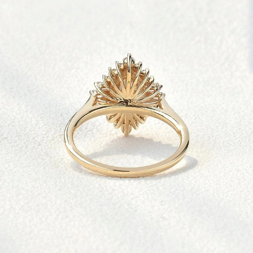 Oval Cut Moissanite Floral Halo Engagement Ring