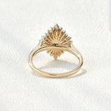 Oval Cut Moissanite Floral Halo Engagement Ring