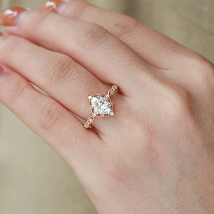 Oval Cut  Moissanite Vintage Engagement Ring