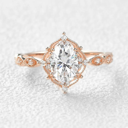 Oval Cut  Moissanite Vintage Engagement Ring