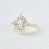 Oval Cut Moissanite Floral Halo Engagement Ring
