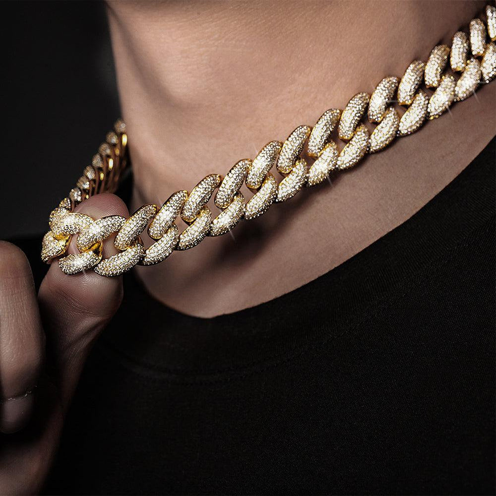 Iced Out Moissanite Sterling Silver Hip Hop Cuban Chain For Men's