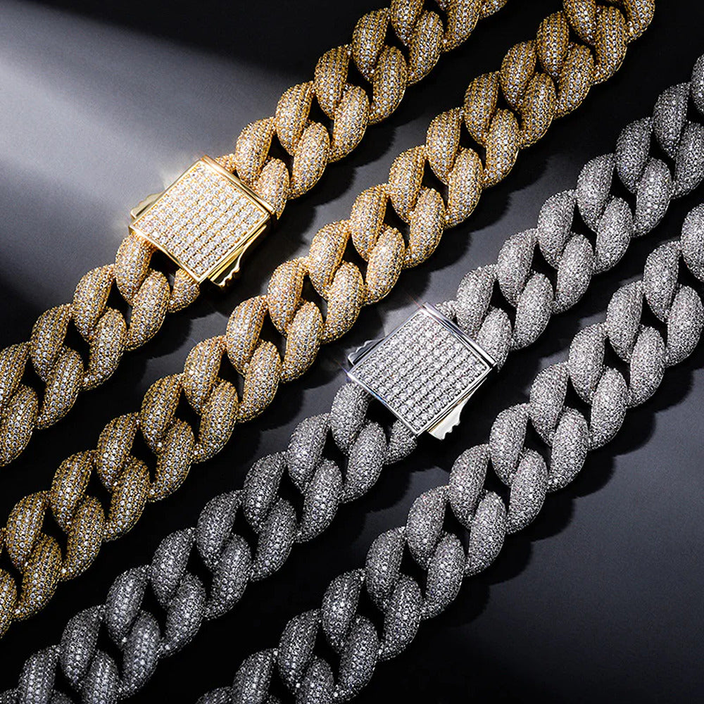 Iced Out Moissanite Sterling Silver Hip Hop Cuban Chain For Men's