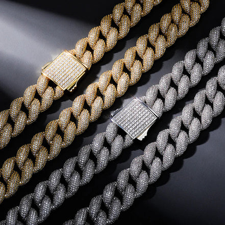 Iced Out Moissanite Sterling Silver Hip Hop Cuban Chain For Men's