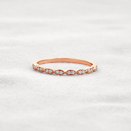 Pear Shape Round Cut Moissnaite Antique Style Wedding Band