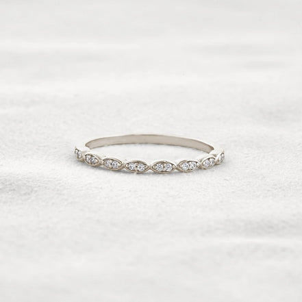 Pear Shape Round Cut Moissnaite Antique Style Wedding Band