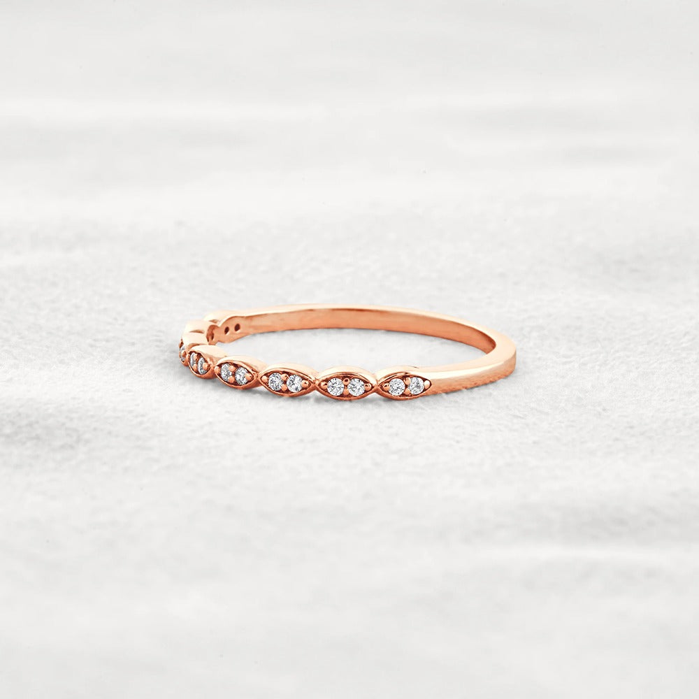 Pear Shape Round Cut Moissnaite Antique Style Wedding Band