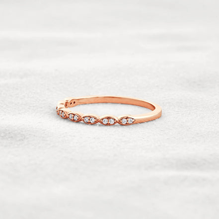 Pear Shape Round Cut Moissnaite Antique Style Wedding Band