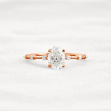 Hidden Accent Oval Cut Moissanite Wedding Ring