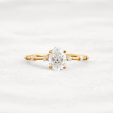 Hidden Accent Oval Cut Moissanite Wedding Ring