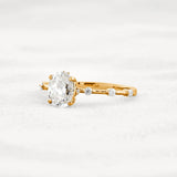 Hidden Accent Oval Cut Moissanite Wedding Ring