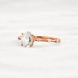 Hidden Accent Oval Cut Moissanite Wedding Ring