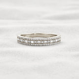 Moissanite Diamond Round & Baguette Unique Wedding Band