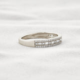 Moissanite Diamond Round & Baguette Unique Wedding Band