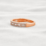 Moissanite Diamond Round & Baguette Unique Wedding Band
