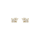 Fancy Style Moissanite Round & Baguette Cut Stud Earring