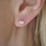 Fancy Style Moissanite Round & Baguette Cut Stud Earring