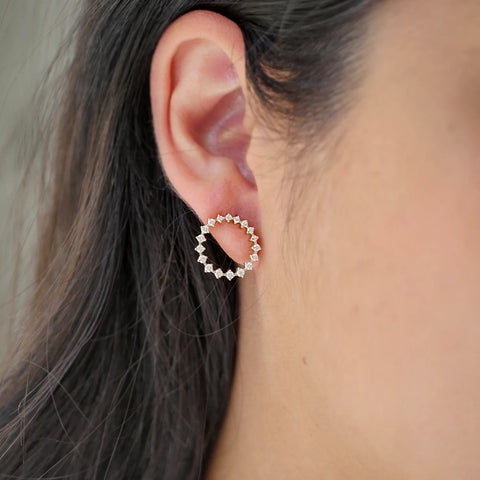 Round Cut Moissanite Circle Shape Party Were Stud Earring