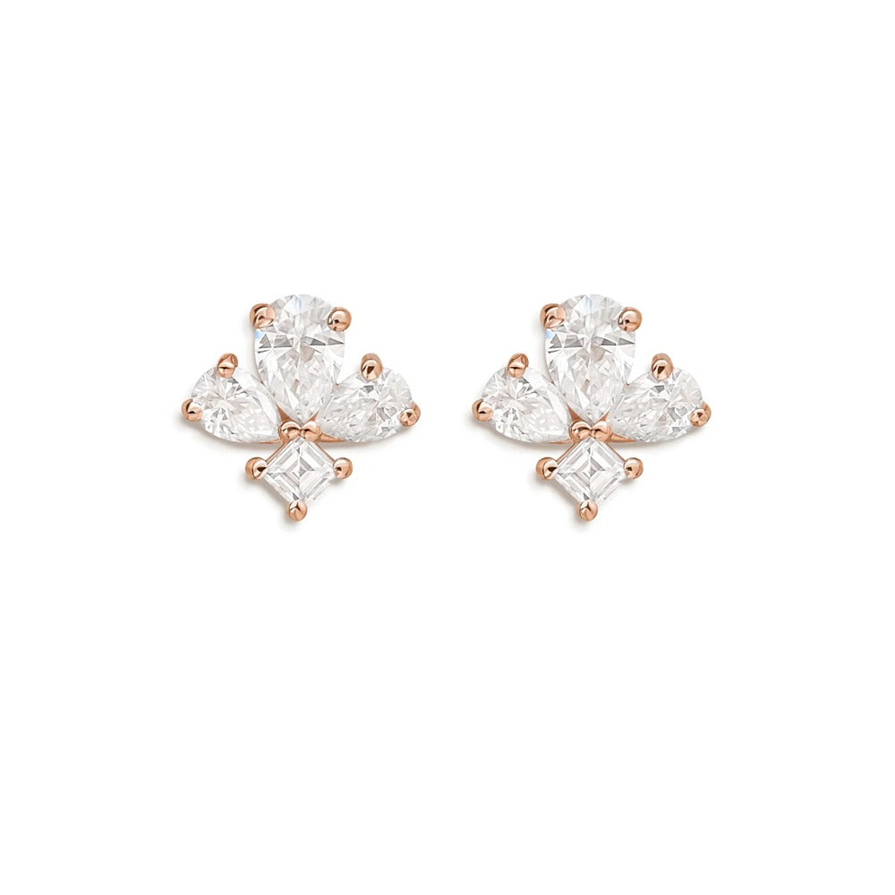 Pear & Asscher Cut Moissnaite Stud Earring Gift For Girls