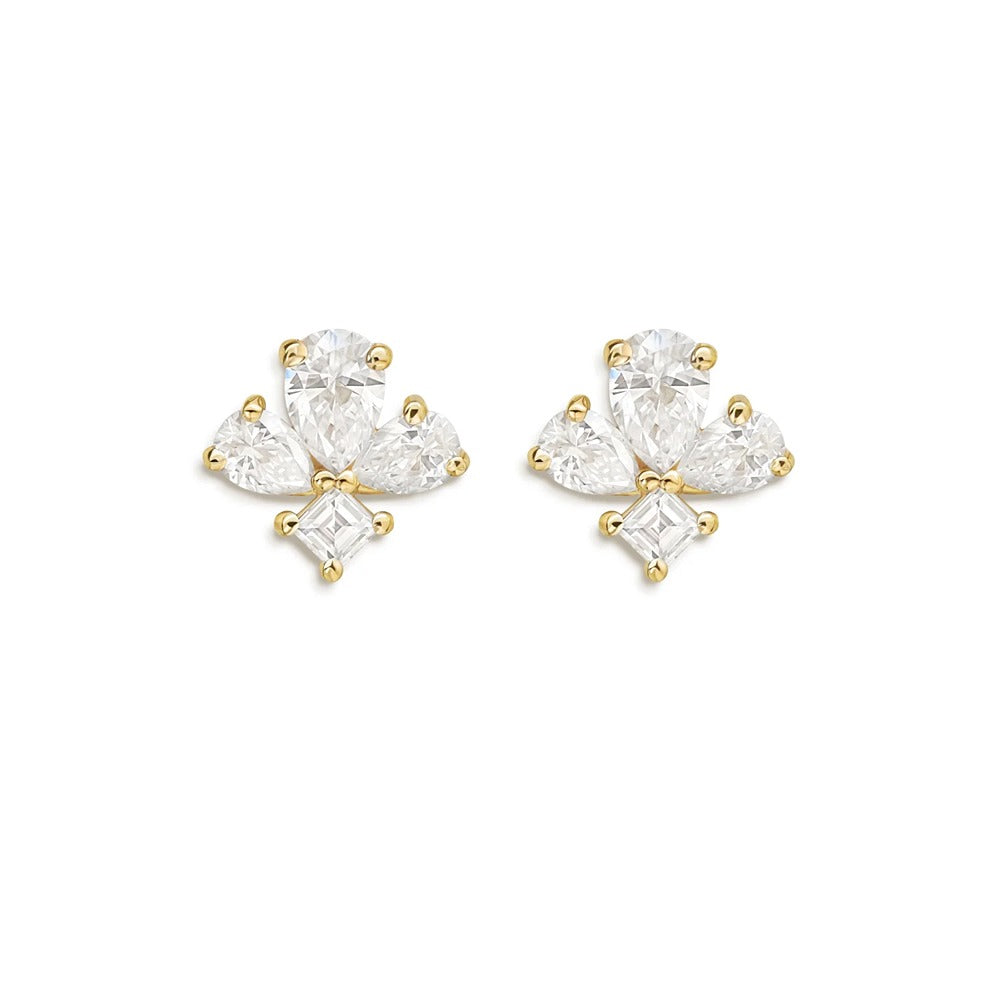 Pear & Asscher Cut Moissnaite Stud Earring Gift For Girls