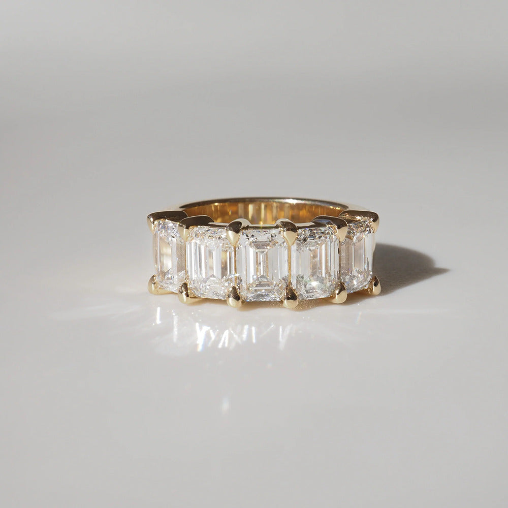 D Color Moissanite Emerald Cut Wedding Band
