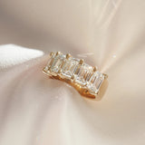 D Color Moissanite Emerald Cut Wedding Band