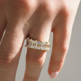D Color Moissanite Emerald Cut Wedding Band