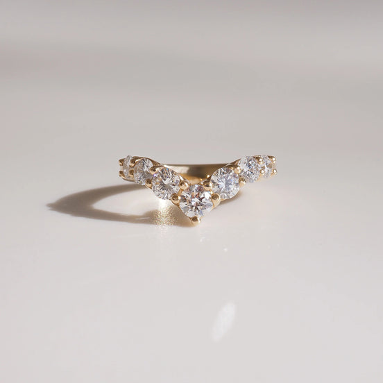 Chevron Style Round Cut Moissanite Wedding Band