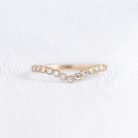 Chevron Style Moissanite Round Diamond Wedding Band