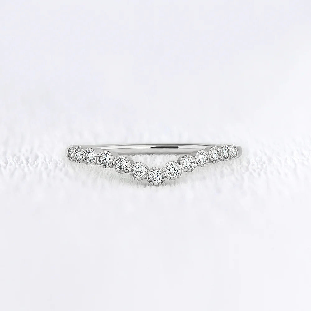 Chevron Style Moissanite Round Diamond Wedding Band
