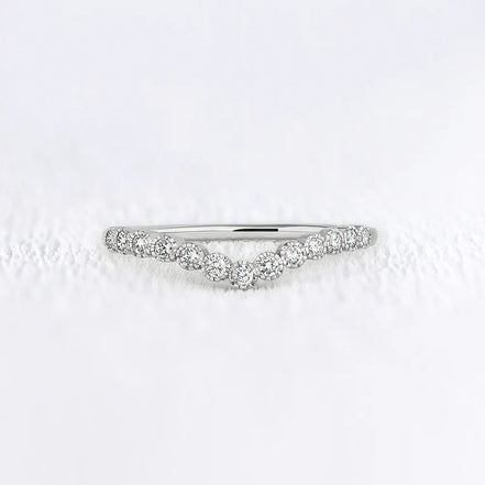 Chevron Style Moissanite Round Diamond Wedding Band