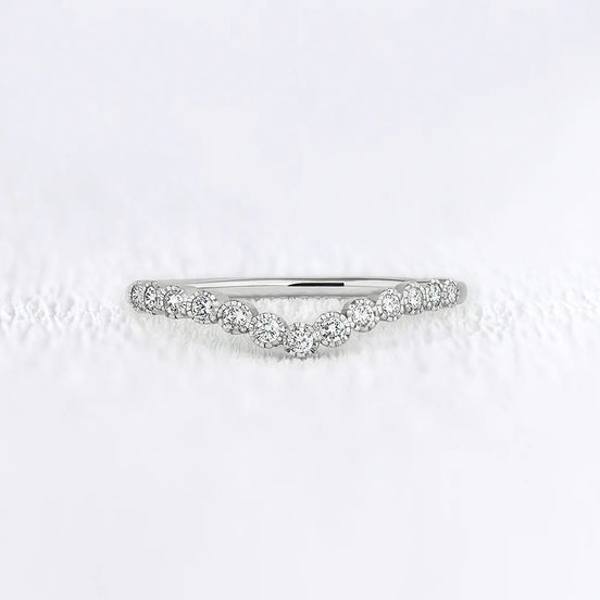 Chevron Style Moissanite Round Diamond Wedding Band