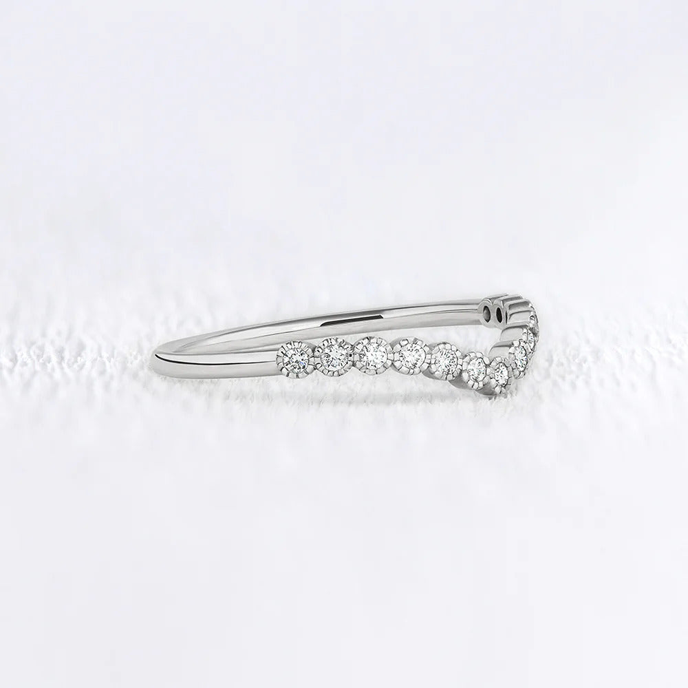 Chevron Style Moissanite Round Diamond Wedding Band