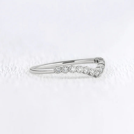 Chevron Style Moissanite Round Diamond Wedding Band
