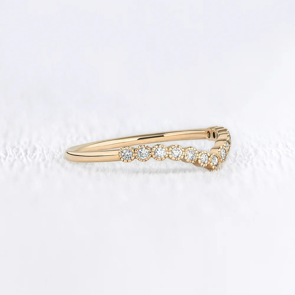 Chevron Style Moissanite Round Diamond Wedding Band