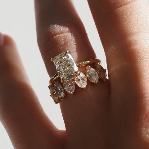 Oval Cut Six Stone D Color Moissnaite Diamond Band