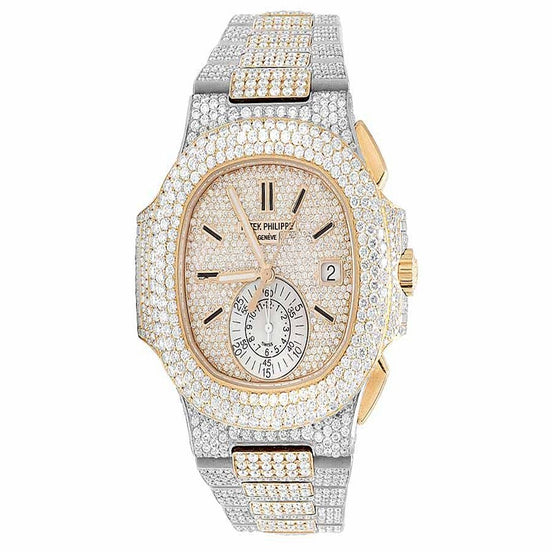 Moissanite Dual Tone Luxury Wrist Hip Hop Watch